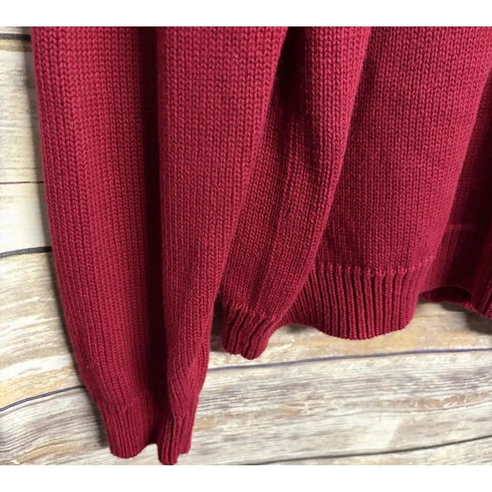 Eddie Bauer Sweater Men's XL Red Cotton Ribbed Knit Crew Neck Pullover Warm - Picture 8 of 8